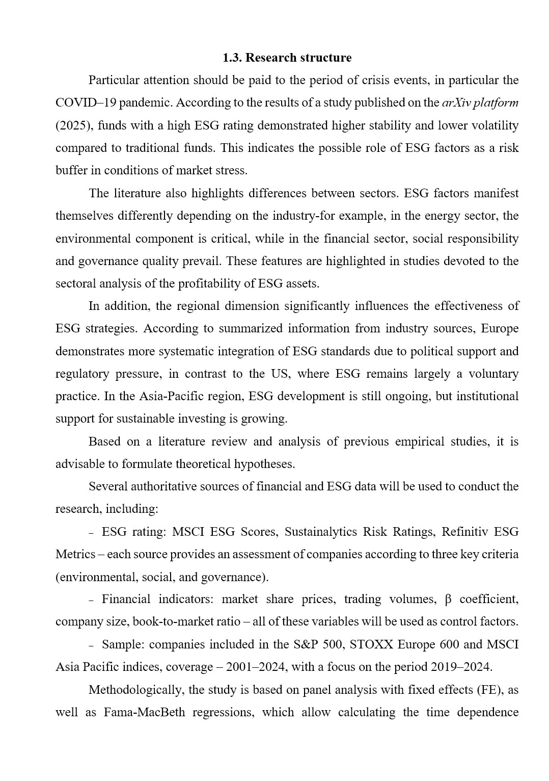 Зразок оформлення структури дослідження англомовної дипломної роботи рівня Bachelor’s / Master’s
