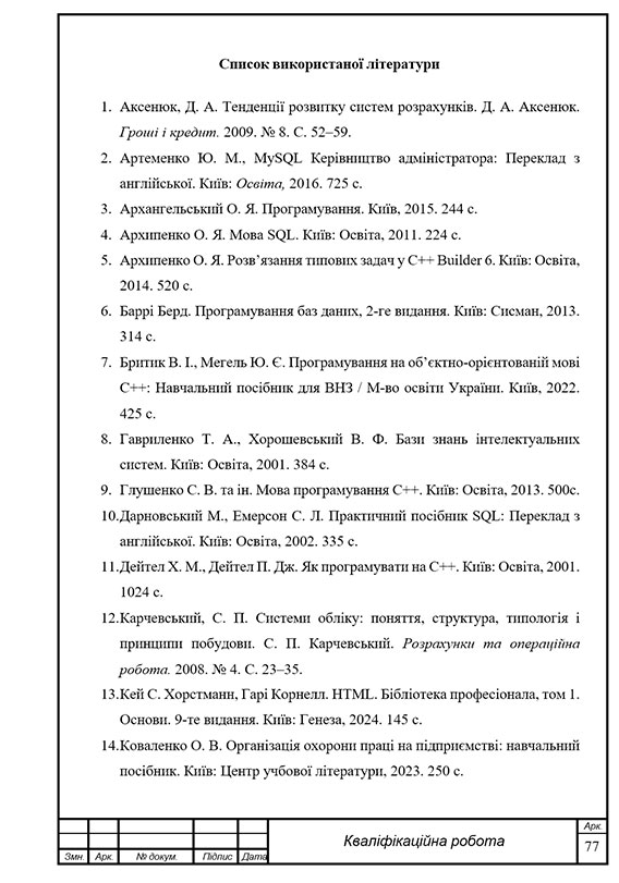 Зразок оформлення списку використаних джерел в дипломній роботі з рамками - Сторінка 1